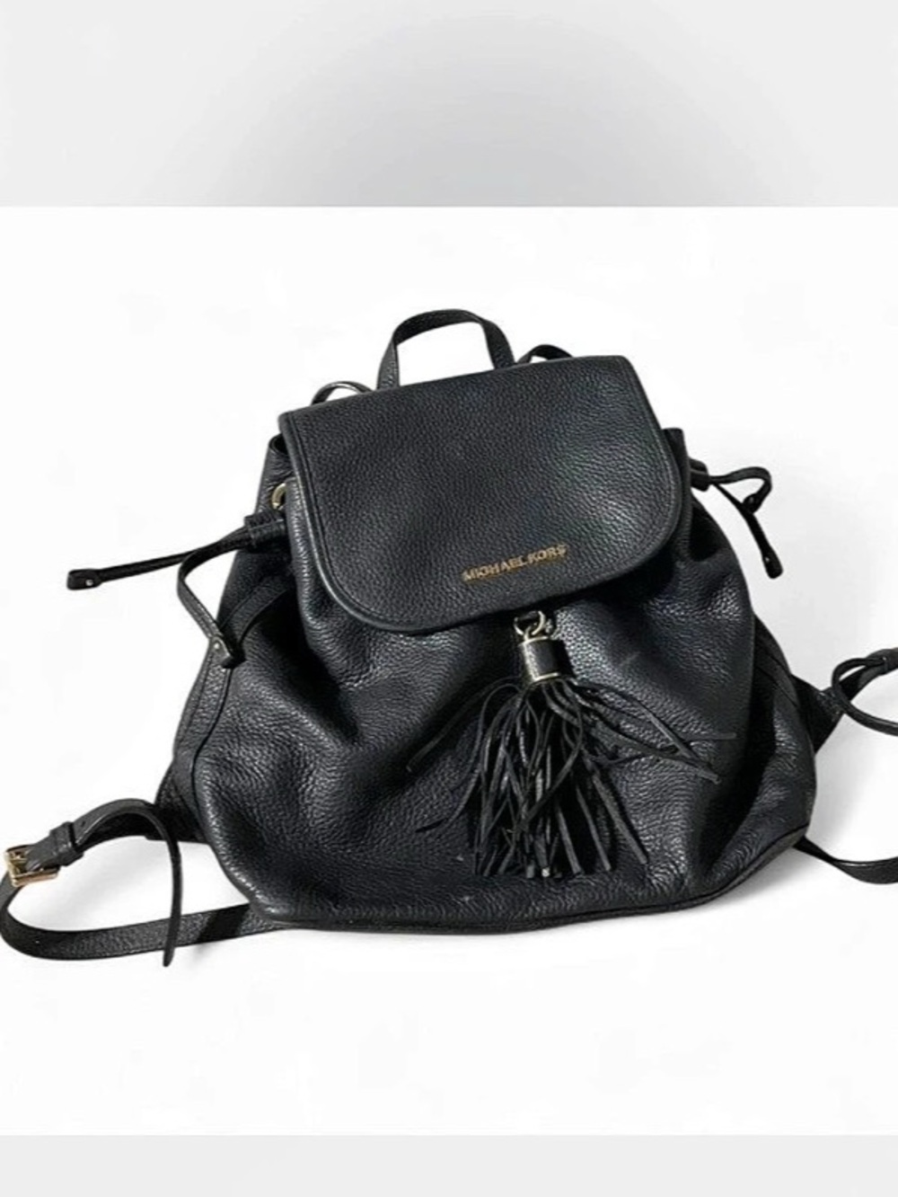 VTG Michael Kors Pebbled Leather Backpack Purse Drawstring Closure Tassel